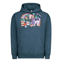 Pigment Midnight Navy unicorn coffee cups Urban Hoodie - NancyCooperArtShop