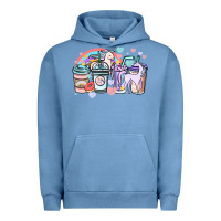 Pigment Pebble Blue unicorn coffee cups Urban Hoodie - NancyCooperArtShop