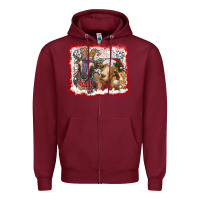 Burgundy christmas goats Zipper Hoodie - RanaPortraitStore