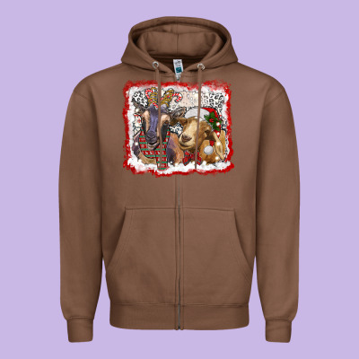 Christmas Goats Zipper Hoodie Designed By Ranaportraitstore