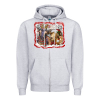 Heather Grey christmas goats Zipper Hoodie - RanaPortraitStore