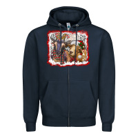 Navy christmas goats Zipper Hoodie - RanaPortraitStore