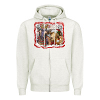 Oatmeal Heather christmas goats Zipper Hoodie - RanaPortraitStore