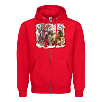 Red christmas goats Zipper Hoodie - RanaPortraitStore
