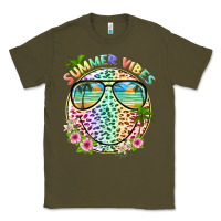 Army Green summer vibes with smile face and leopard Classic Tee - texasbilliewilder
