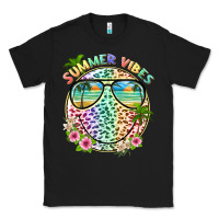 Black summer vibes with smile face and leopard Classic Tee - texasbilliewilder