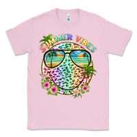 Bubblegum Pink summer vibes with smile face and leopard Classic Tee - texasbilliewilder