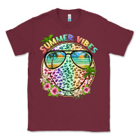 Burgundy summer vibes with smile face and leopard Classic Tee - texasbilliewilder