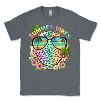 Charcoal Heather summer vibes with smile face and leopard Classic Tee - texasbilliewilder