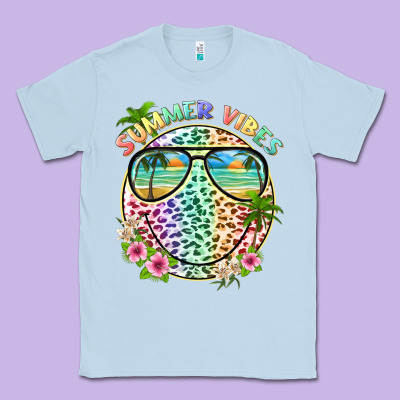 Summer Vibes With Smile Face And Leopard Classic Tee Designed By Texasbilliewilder