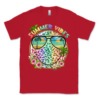 Red summer vibes with smile face and leopard Classic Tee - texasbilliewilder