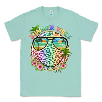 Seafoam summer vibes with smile face and leopard Classic Tee - texasbilliewilder