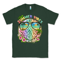 Sports Green summer vibes with smile face and leopard Classic Tee - texasbilliewilder