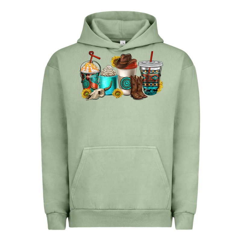 Western Coffee Cups Urban Hoodie by NancyCooperArtShop | Teevron