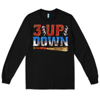 Black 3 up 3 down baseball Long Sleeve Tee - texasbilliewilder
