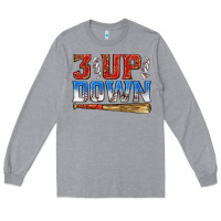 Heather Grey 3 up 3 down baseball Long Sleeve Tee - texasbilliewilder
