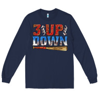 Navy 3 up 3 down baseball Long Sleeve Tee - texasbilliewilder