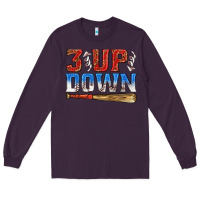 Plum 3 up 3 down baseball Long Sleeve Tee - texasbilliewilder