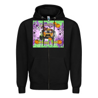 Black Halloween School Bus Zipper Hoodie - texasbilliewilder