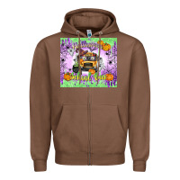 Chestnut Halloween School Bus Zipper Hoodie - texasbilliewilder