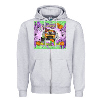 Heather Grey Halloween School Bus Zipper Hoodie - texasbilliewilder