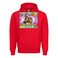 Red Halloween School Bus Zipper Hoodie - texasbilliewilder