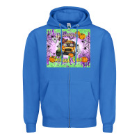 True Royal Halloween School Bus Zipper Hoodie - texasbilliewilder
