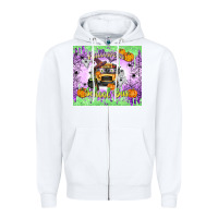 White Halloween School Bus Zipper Hoodie - texasbilliewilder