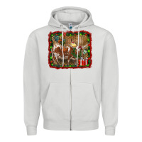 Dove Grey christmas farm animals Zipper Hoodie - RanaPortraitStore