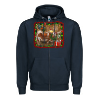 Navy christmas farm animals Zipper Hoodie - RanaPortraitStore