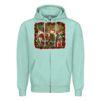 Seafoam christmas farm animals Zipper Hoodie - RanaPortraitStore