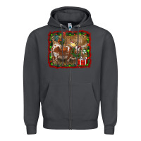 Smoke christmas farm animals Zipper Hoodie - RanaPortraitStore
