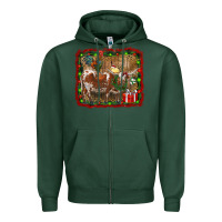 Sports Green christmas farm animals Zipper Hoodie - RanaPortraitStore