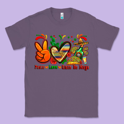 Peace Love Cinco De Mayo Classic Tee Designed By Zillion Design Studio