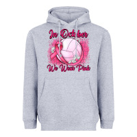 Heather Grey in october we wear pink breast cancer valleybal Heavyweight Hoodie - JahusDesignShop