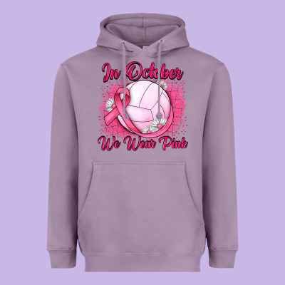 In October We Wear Pink Breast Cancer Valleybal Heavyweight Hoodie Designed By Jahusdesignshop