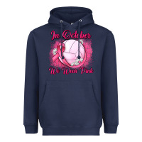 Navy in october we wear pink breast cancer valleybal Heavyweight Hoodie - JahusDesignShop