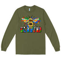 Army Green bee kind autism Long Sleeve Tee - Zillion Design Studio