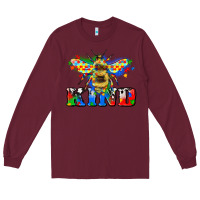 Burgundy bee kind autism Long Sleeve Tee - Zillion Design Studio