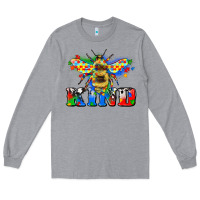 Heather Grey bee kind autism Long Sleeve Tee - Zillion Design Studio