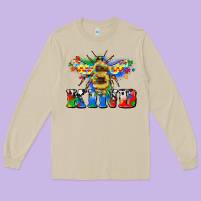 Bee Kind Autism Long Sleeve Tee Designed By Zillion Design Studio