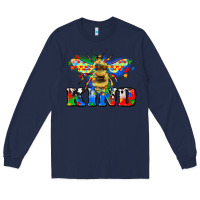 Navy bee kind autism Long Sleeve Tee - Zillion Design Studio