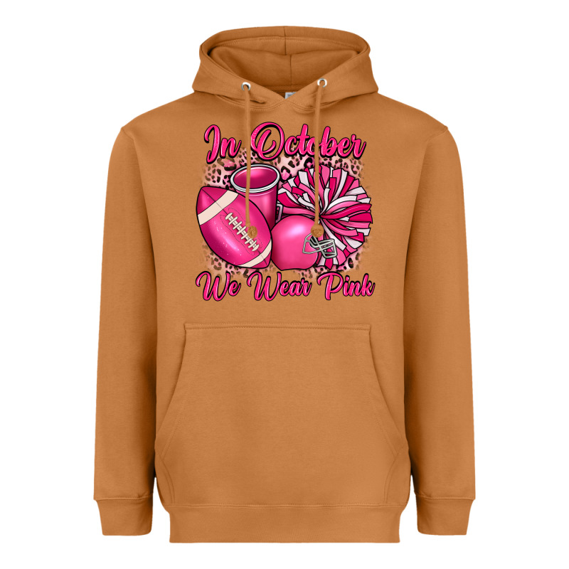 In October We Wear Pink Cheer With Football Breast Heavyweight Hoodie by JahusDesignShop | Teevron