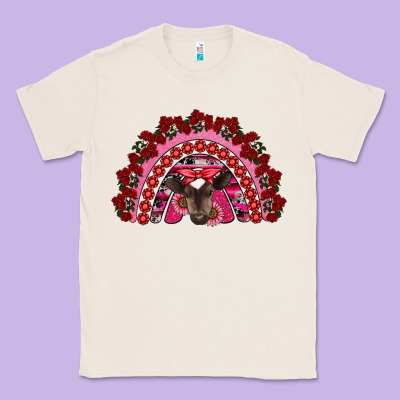 Valentine's Day Baby Cow Rainbow Classic Tee Designed By Ranaportraitstore