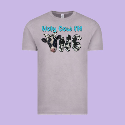 Holy Cow I'm One Vintage Tee Designed By Barkaloodesign