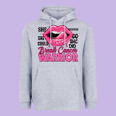 Breast Cancer Warrior Lips Heavyweight Hoodie Designed By Jahusdesignshop