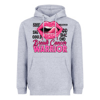 Heather Grey breast cancer warrior lips Heavyweight Hoodie - JahusDesignShop