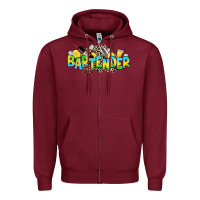 Burgundy bartender Zipper Hoodie - Zillion Design Studio