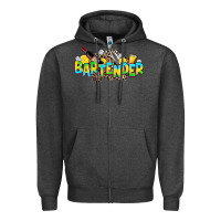 Charcoal Heather bartender Zipper Hoodie - Zillion Design Studio