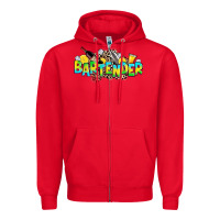 Red bartender Zipper Hoodie - Zillion Design Studio